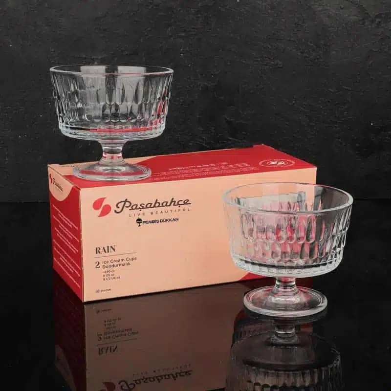 بستنی خوری رین پاشاباغچه Rain 255cc | ظرف دسر پایه‌دار شفاف 51809