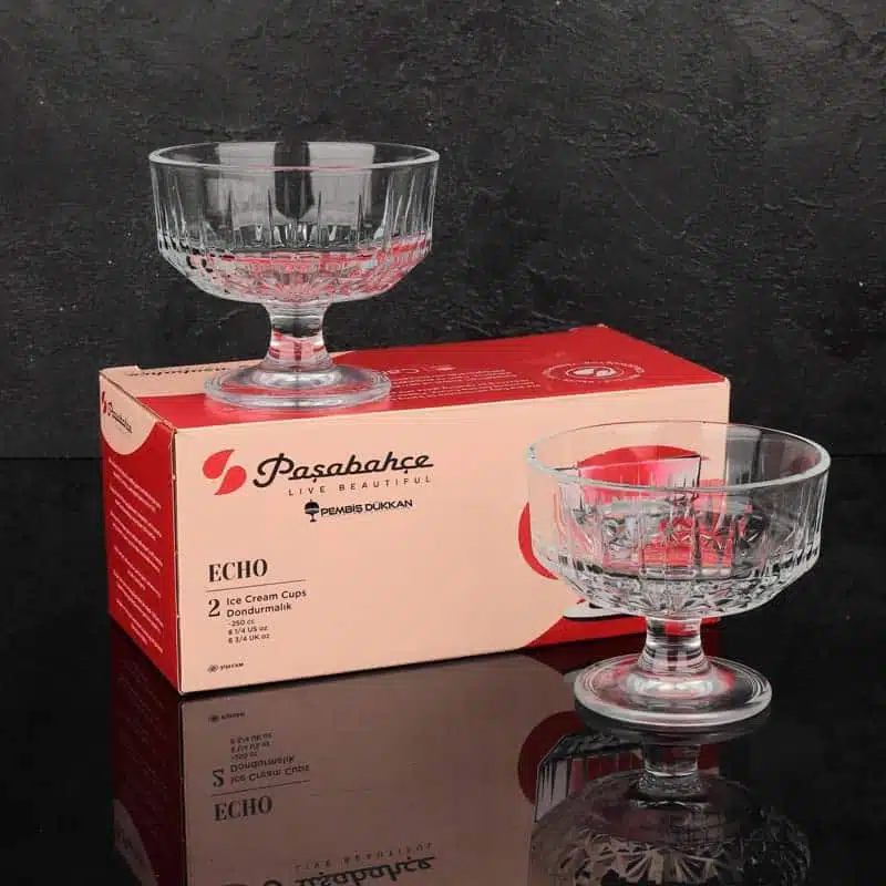 بستنی خوری اکو پاشاباغچه Echo 250cc | ظرف شیشه‌ای دسر پایه‌دار 51769