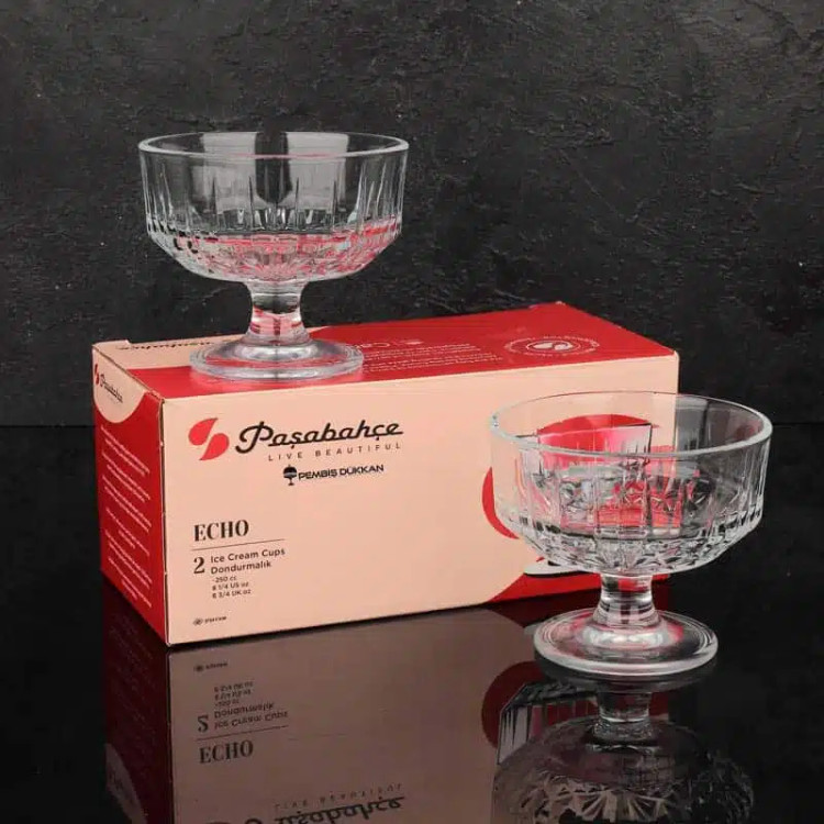 بستنی خوری اکو پاشاباغچه Echo 250cc | ظرف شیشهای دسر پایهدار 51769