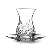 استکان نعلبکی پاشاباغچه مدل Timeless کد 96992 | خرید شفاف‌ترین مدل بلور از کریستال کاشفی