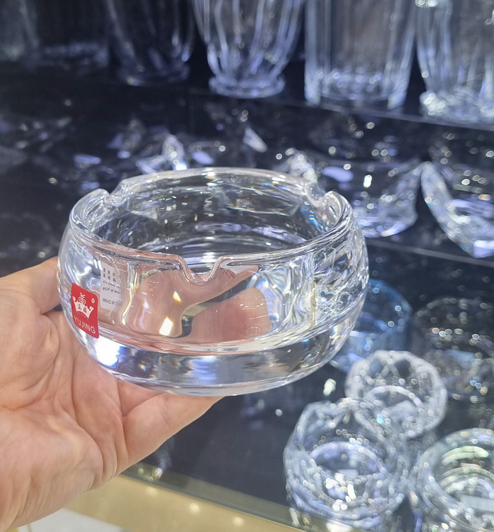 زیرسیگاری بلور یوجینگ مدل گرد عینکی کد 1036 | شفاف و بادوام