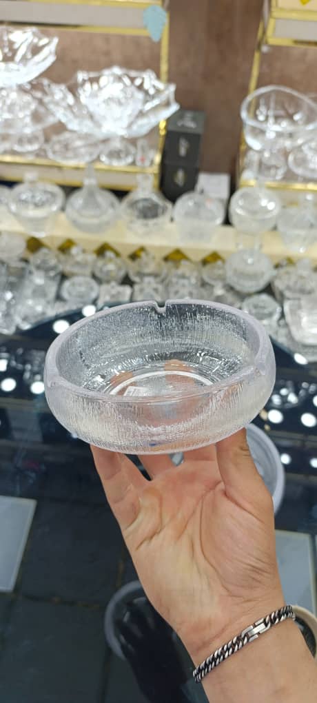 زیرسیگاری بلور یوجینگ مدل گرد آیس کد YKJ-10352 | ضخیم و شفاف