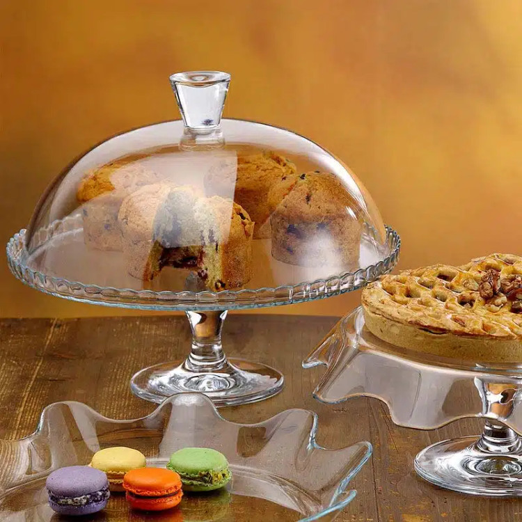کیک خوری پایهدار با درب فرفری پاشاباغچه Patisserie کد 95200 شیشهای اصل ترکیه