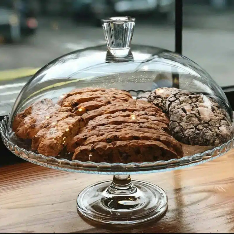 کیک خوری پایهدار با درب فرفری پاشاباغچه Patisserie کد 95200 شیشهای اصل ترکیه