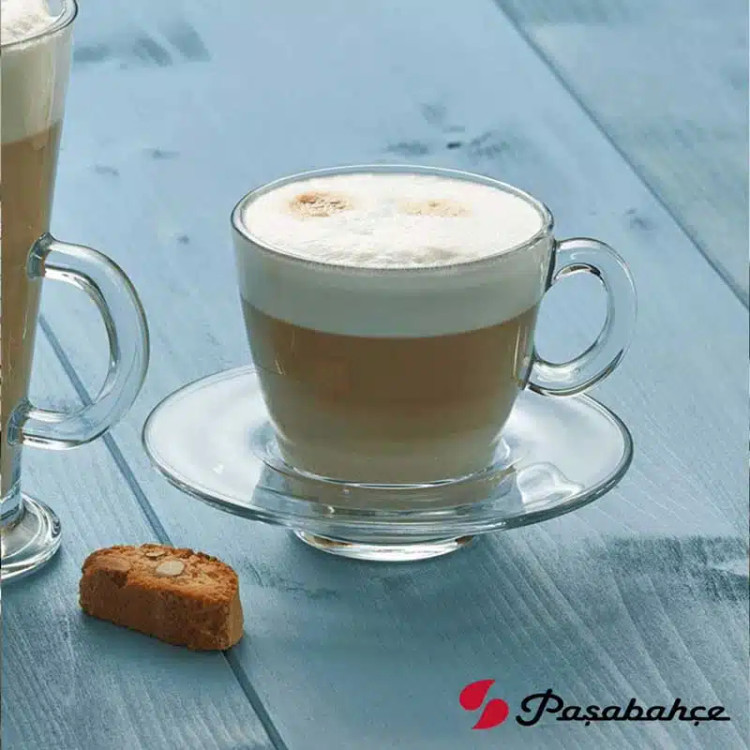 فنجان و نعلبکی آکوا پاشاباغچه Aqua 215cc کریستال کاشفی، شفاف و مقاوم مناسب سرو قهوه و چای