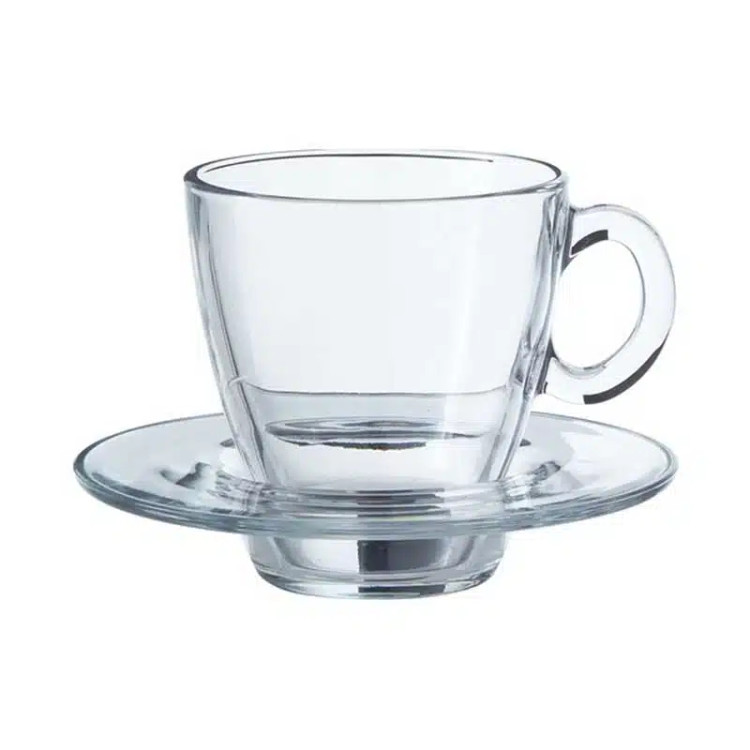 فنجان و نعلبکی آکوا پاشاباغچه Aqua 215cc کریستال کاشفی، شفاف و مقاوم مناسب سرو قهوه و چای