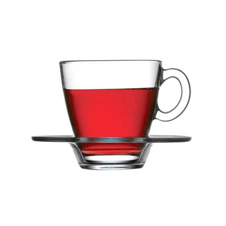 فنجان و نعلبکی آکوا پاشاباغچه Aqua 215cc کریستال کاشفی، شفاف و مقاوم مناسب سرو قهوه و چای