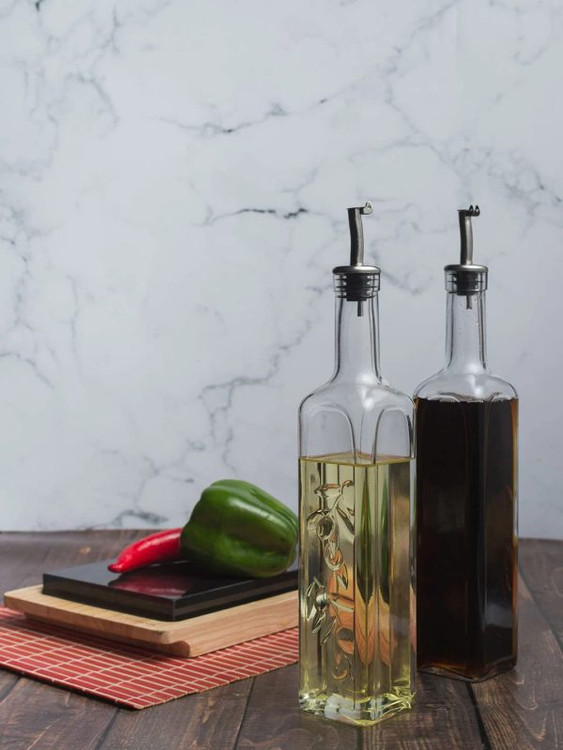 ظرف روغن و آبلیمو جفتی پاشاباغچه مدل Homemade کد 80229 با ظرفیت 500 میلیلیتر، شیشه شفاف و درب فلزی