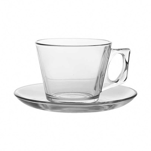 فنجان نعلبکی ولا پاشاباغچه مدل Vela کد 97302 با حجم 195cc – شیشه شفاف