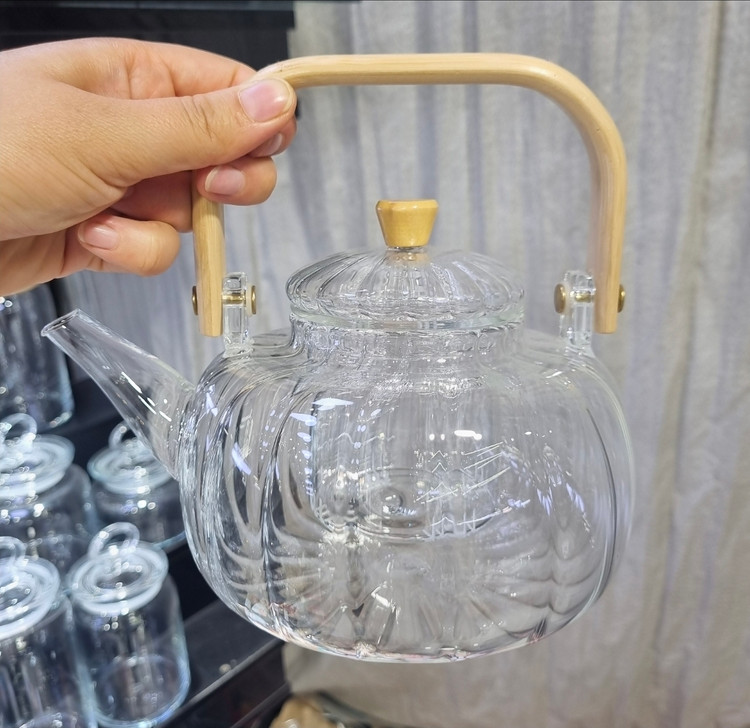 قوری پیرکس دسته بامبو