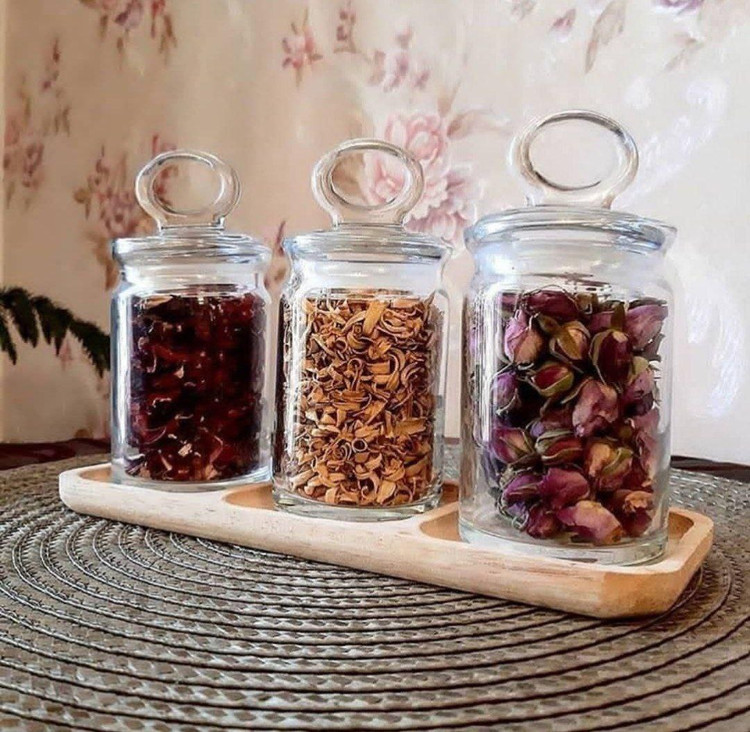 بانکه ادویه کیچن پاشاباغچه سایز 5 مدل Kitchen – شیشه شفاف با درب محکم